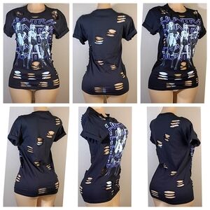 Edgy Black KPOP Custom Distressed Graphic Tee